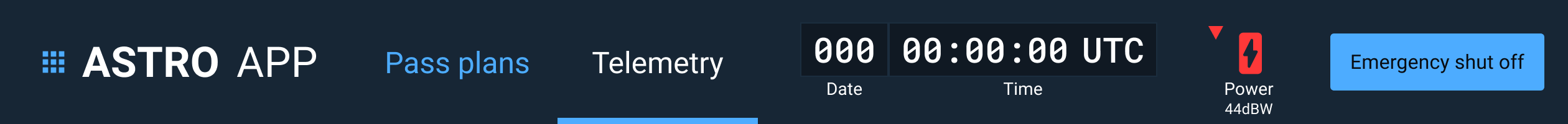 Most Complex Global Status Bar - App Name, Navigation, Monitoring Icons and Emergency Shut Off.