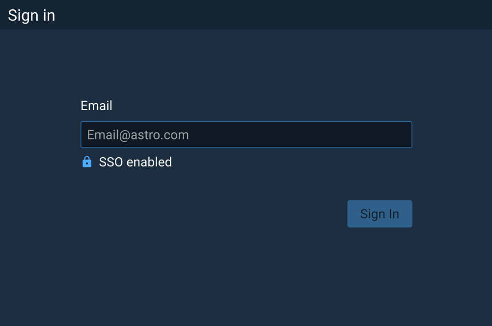 Example of Single Sign-on hosted within a modal dialog