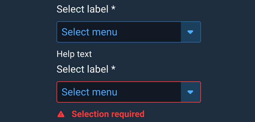 Select Menus can be configured to require input, where at least one item in the menu must be selected.